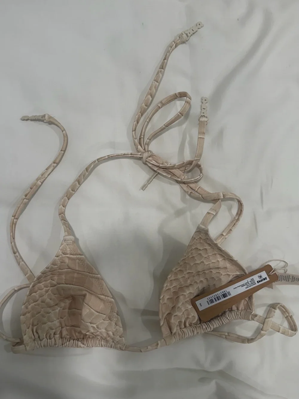 SKIMS Beige Textured Triangle Bikini Top - Picture 4 of 4